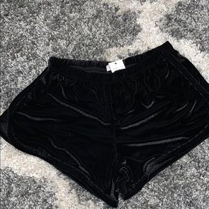 Black velvet shorts